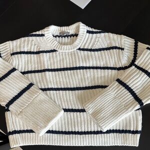 J. Crew white and Navy Striped Sweater